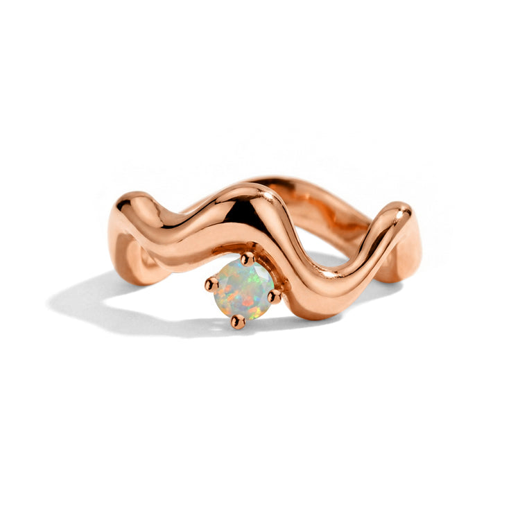 Wave-Twisted Opal Ring