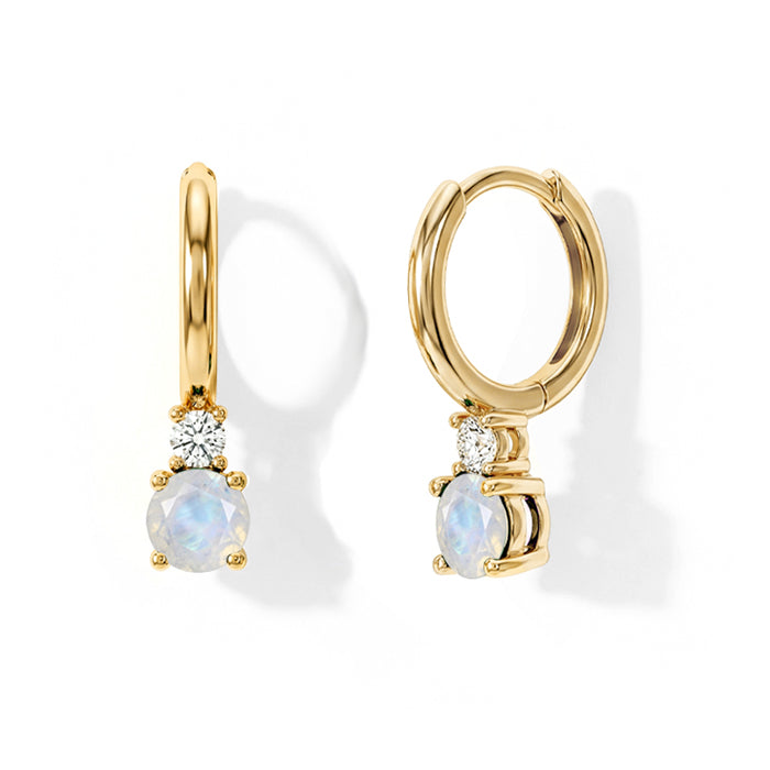 Moonstone Round Hoop Earrings