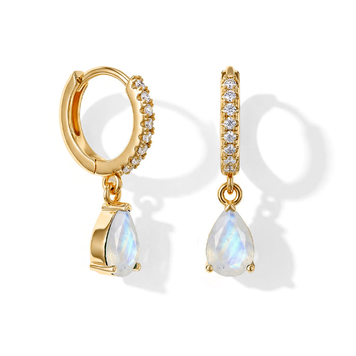 Moonstone Hoop Earrings - Enhance Intuition