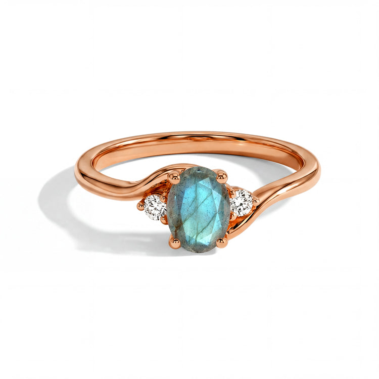 Cross-Twisted Labradorite Ring