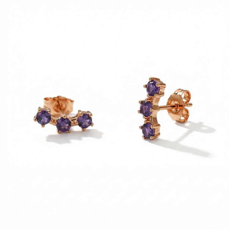 Amethyst Stud Earrings - Stackable