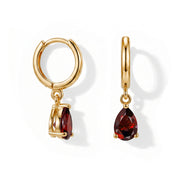 Garnet Hoop Earrings - Pear-Shaped