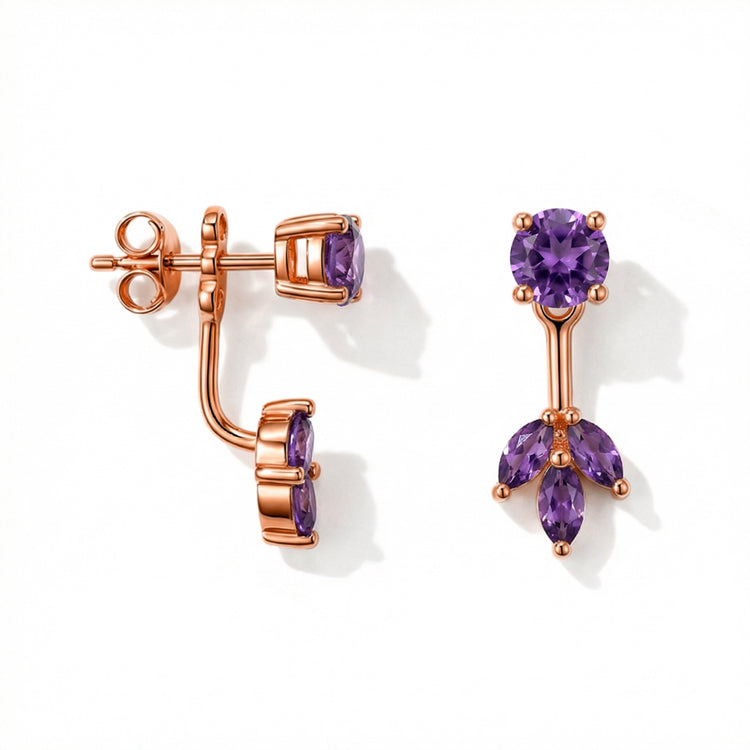 Amethyst Earrings - Front and Back