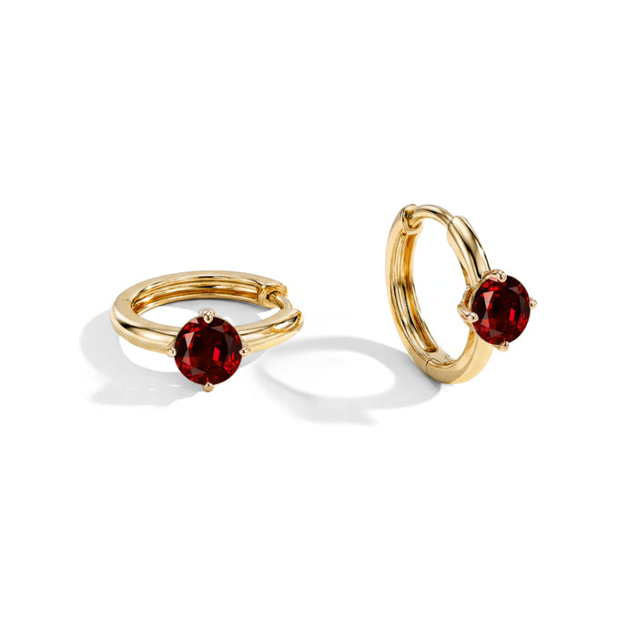 Garnet Huggies Earrings - Round