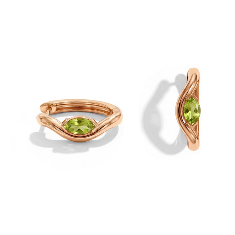 Twisted Peridot Huggies Earrings