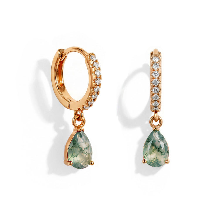 Moss Agate Hoop Earrings