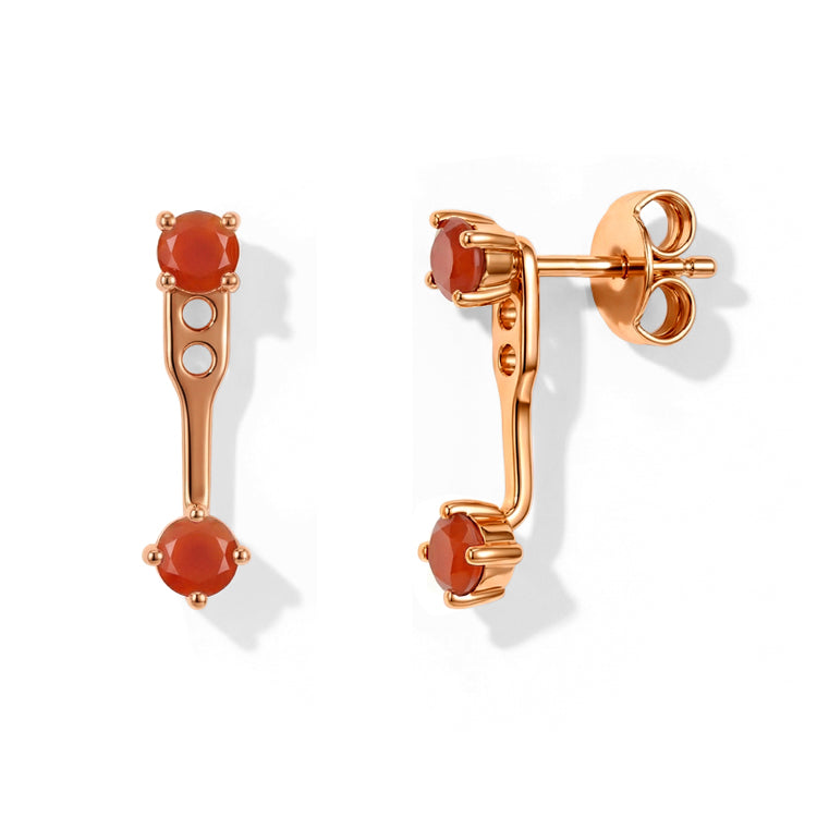 Round Carnelian Earrings - Front & Back