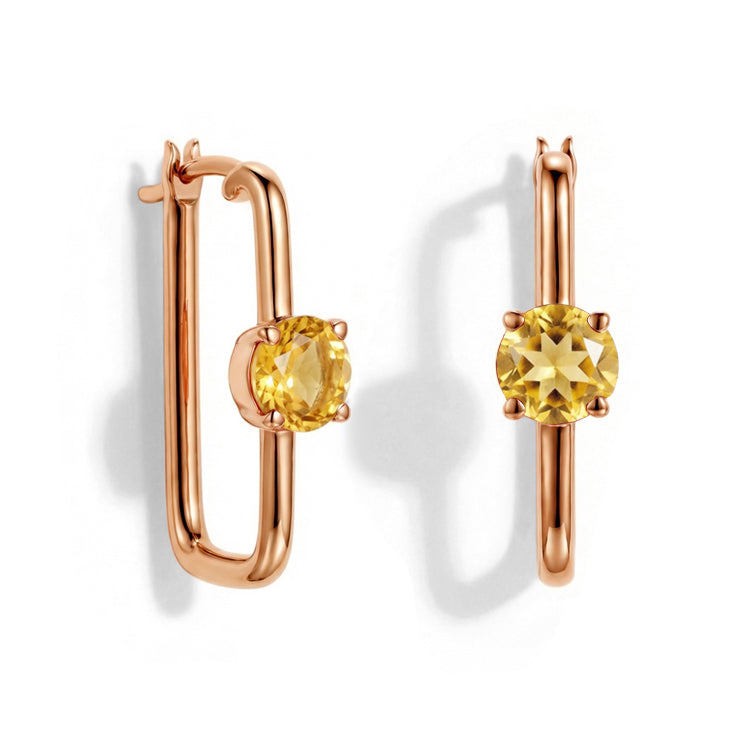 Large Citrine Hoop Earrings