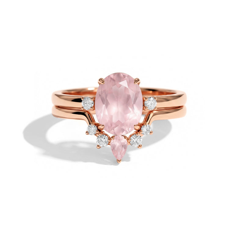 Rose Quartz Stacking Ring Set