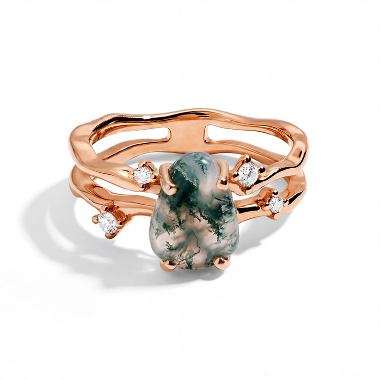 Moss Agate Stack Ring
