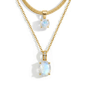 Snake Chain & Moonstone Necklace Set