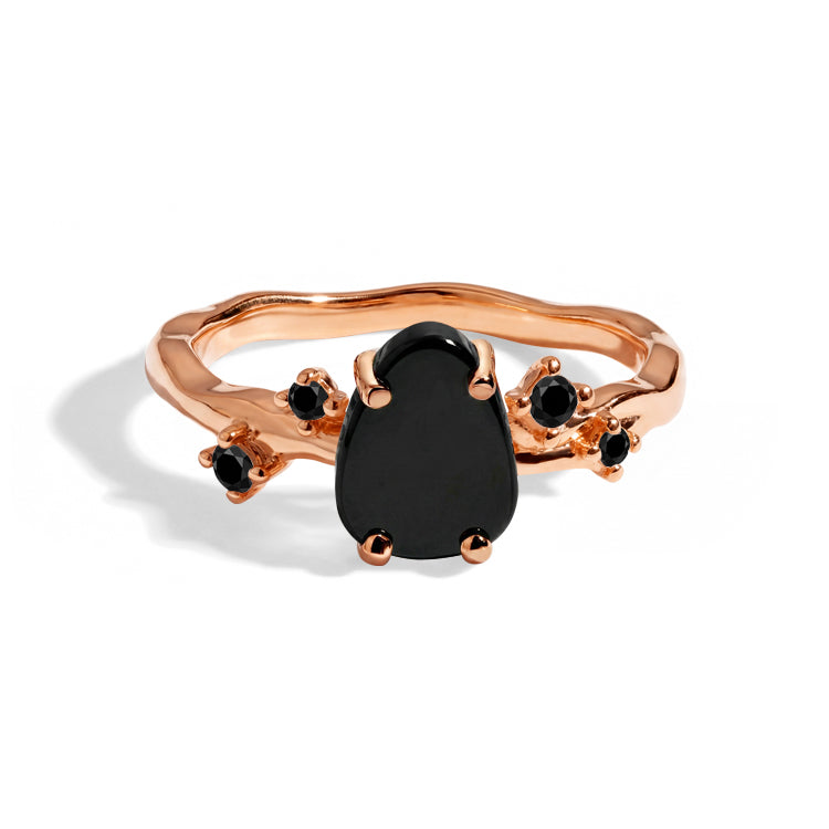 Rough-Cut Black Onyx Gold Ring