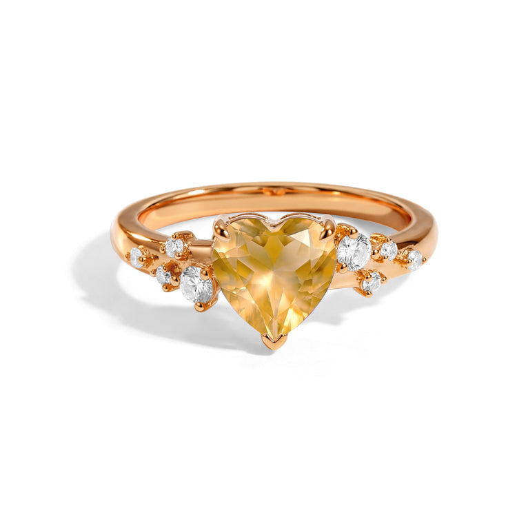 Ornate Citrine Heart Statement Ring