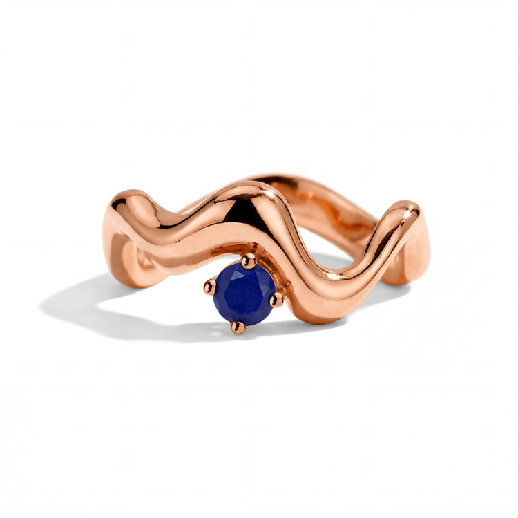 Wave-Twisted Lapis Lazuli Ring