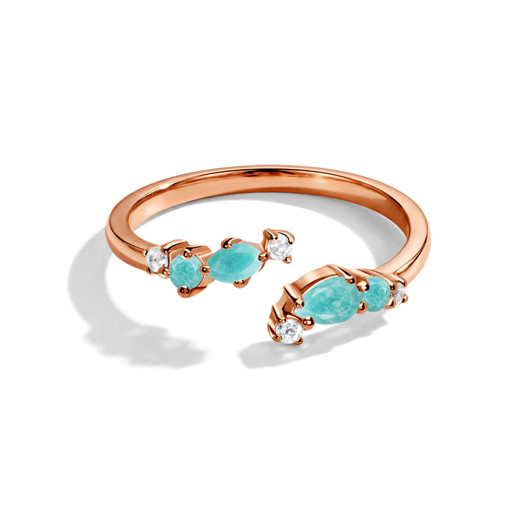Dainty Amazonite Adjustable Open Ring
