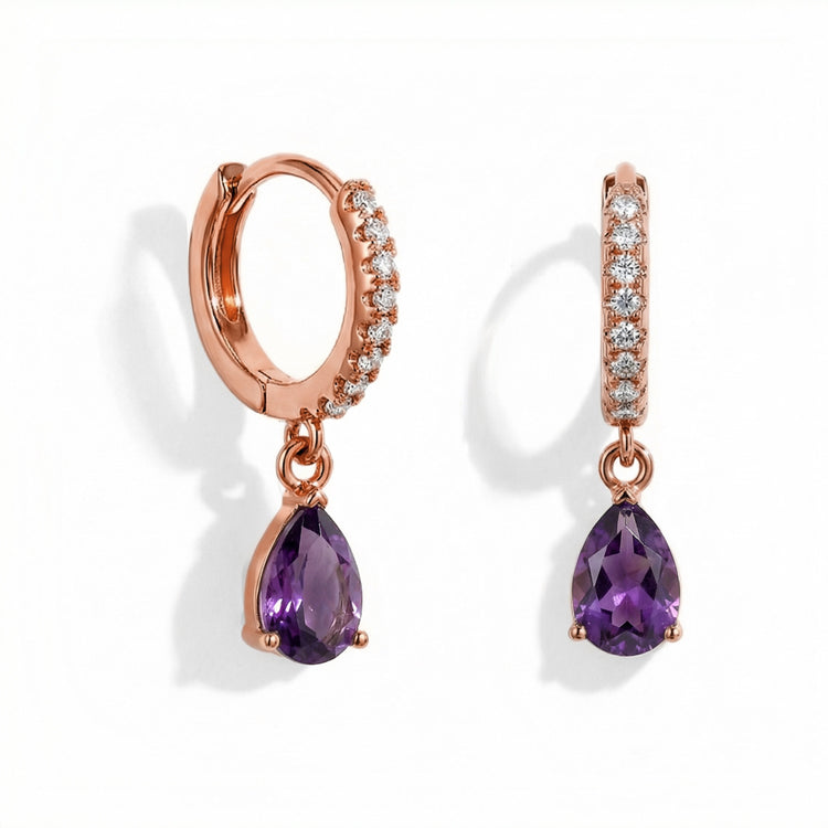 Amethyst Hoop Earrings - Wisdom