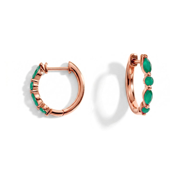 Green Agate Huggies Earrings - Elegant