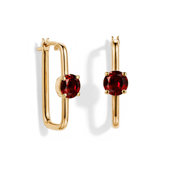 Large Garnet Hoop Earrings
