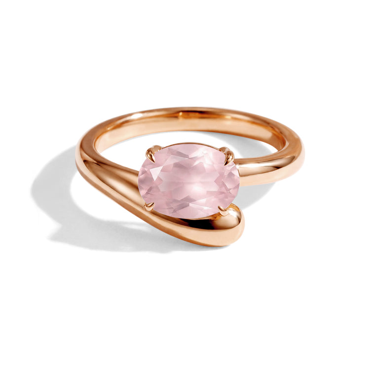 Curved Rose Quartz Statement Ring