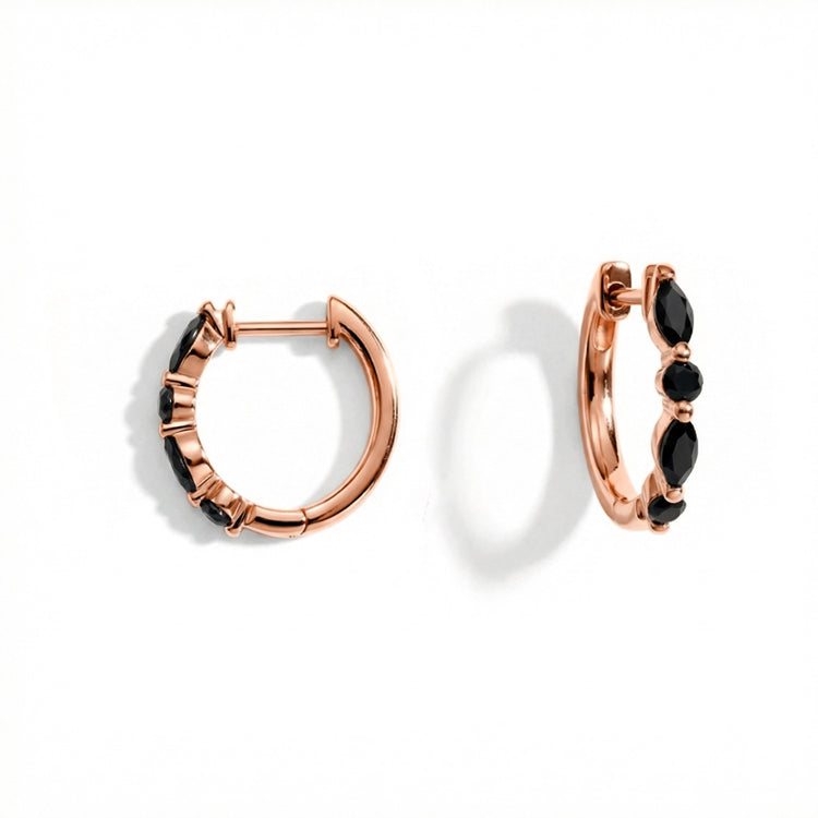 Black Onyx Huggies Earrings - Elegant