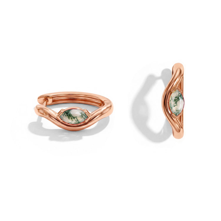Twisted Moss Agate Huggies Earrings