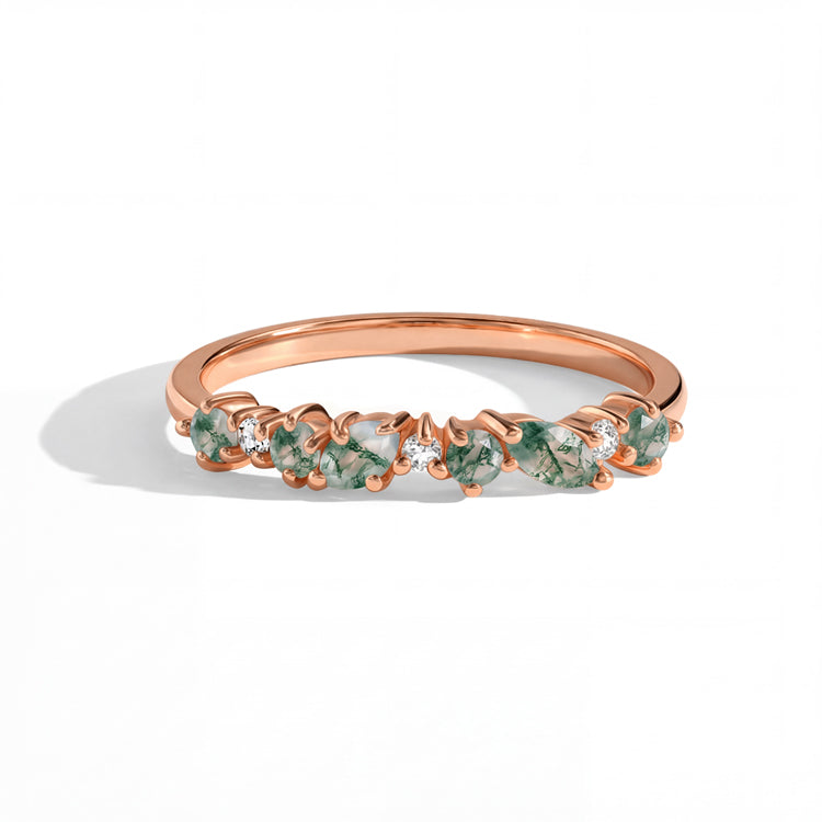 Alternating Moss Agate Stacking Ring
