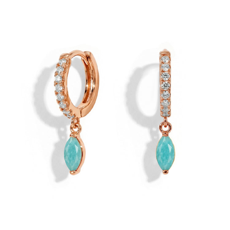 Hoops Earrings - Amazonite Marquise