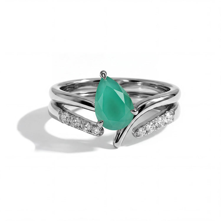 Green Agate Double Statement Ring