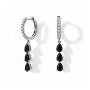 Long Black Onyx Hoop Earrings