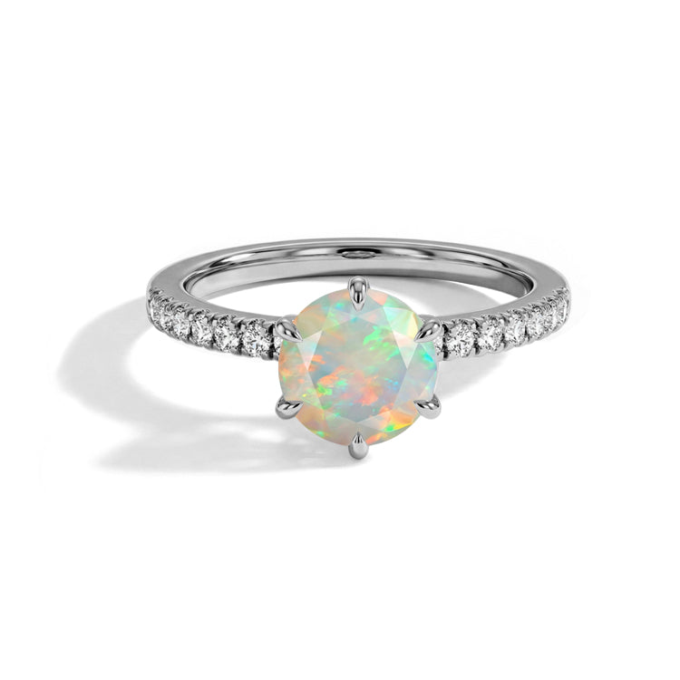 Round Opal Solitaire Ring