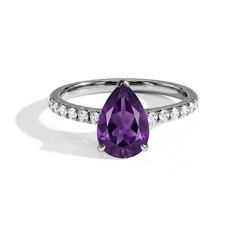 Teardrop Amethyst Promise Ring