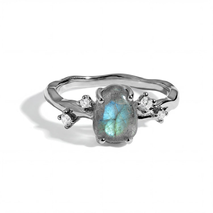Organic Shape Labradorite Statement Ring