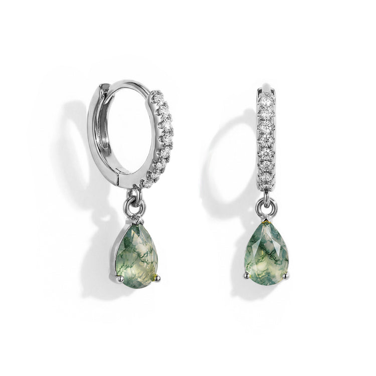Moss Agate Hoop Earrings