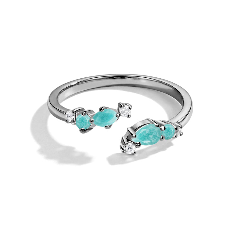 Dainty Amazonite Adjustable Open Ring