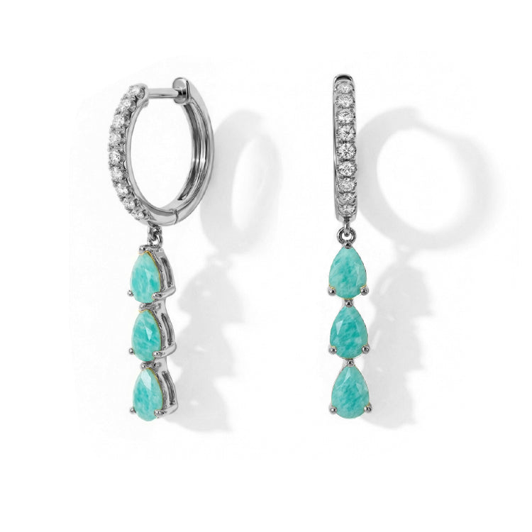 Long Amazonite Hoop Earrings