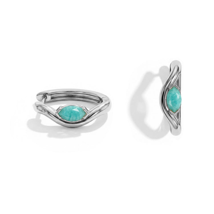 Twisted Amazonite Huggies Earrings