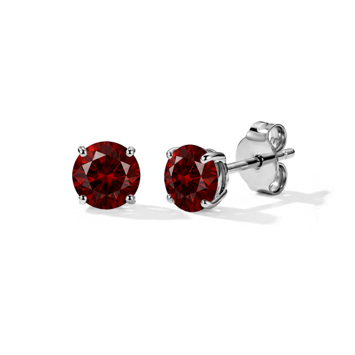 Garnet Round Stud Earrings