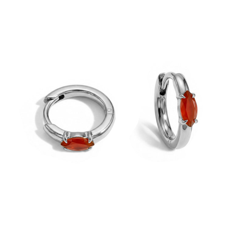 Huggies Carnelian Earrings - Marquise