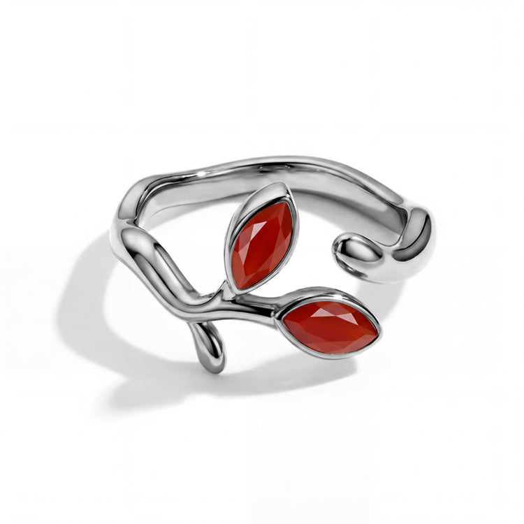 Adjustable Carnelian Vine Ring