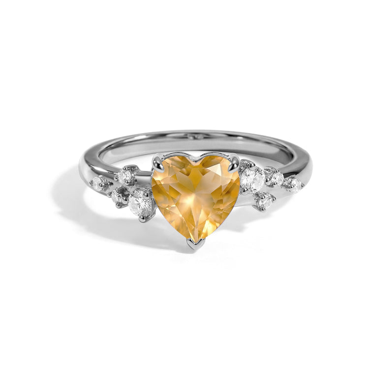 Ornate Citrine Heart Statement Ring