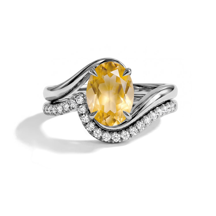 Citrine Double Band Ring Set