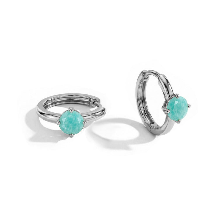 Amazonite Huggies Earrings - Round