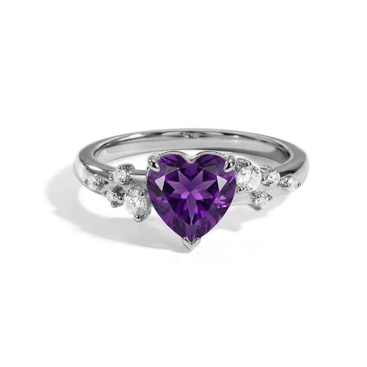 Ornate Amethyst Heart Statement Ring