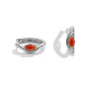Twisted Carnelian Huggies Earrings