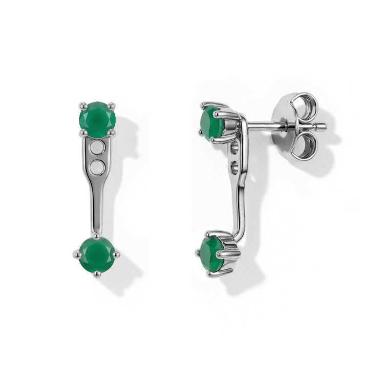 Green Agate Earrings - Front & Back