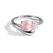 Curved Rose Quartz Statement Ring