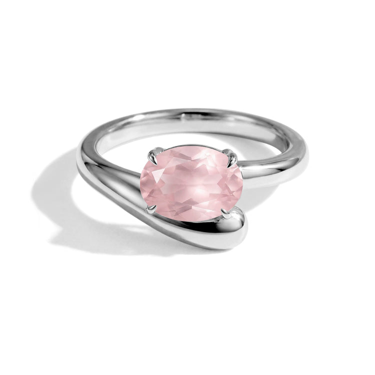 Curved Rose Quartz Statement Ring