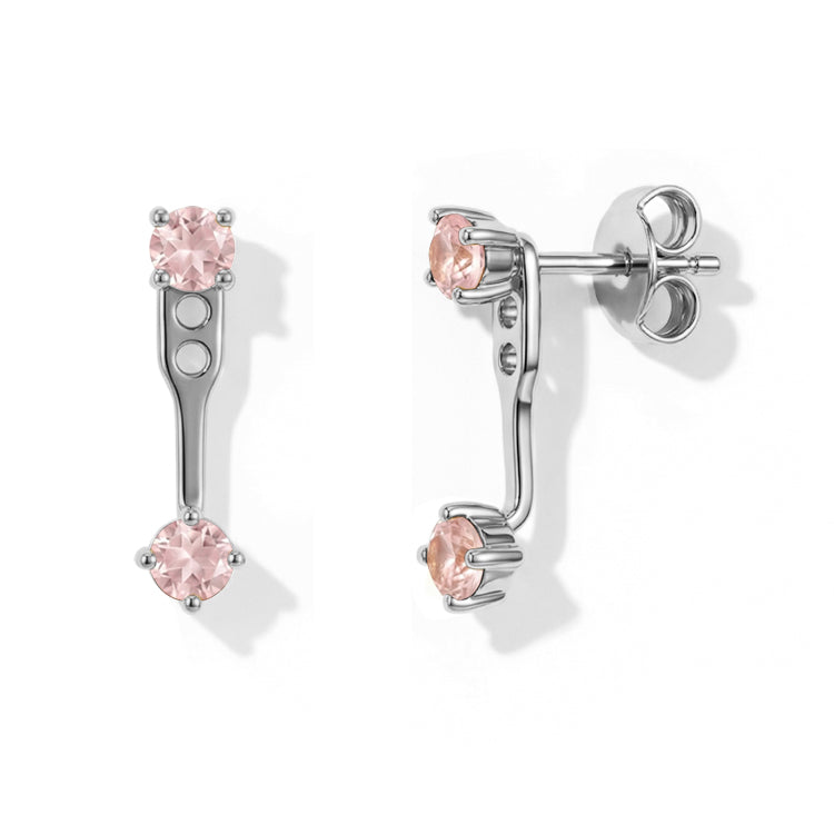 Rose Quartz Earrings - Front & Back