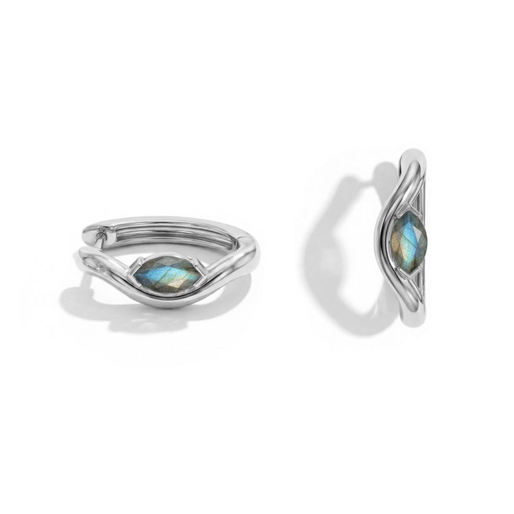 Twisted Labradorite Huggies Earrings
