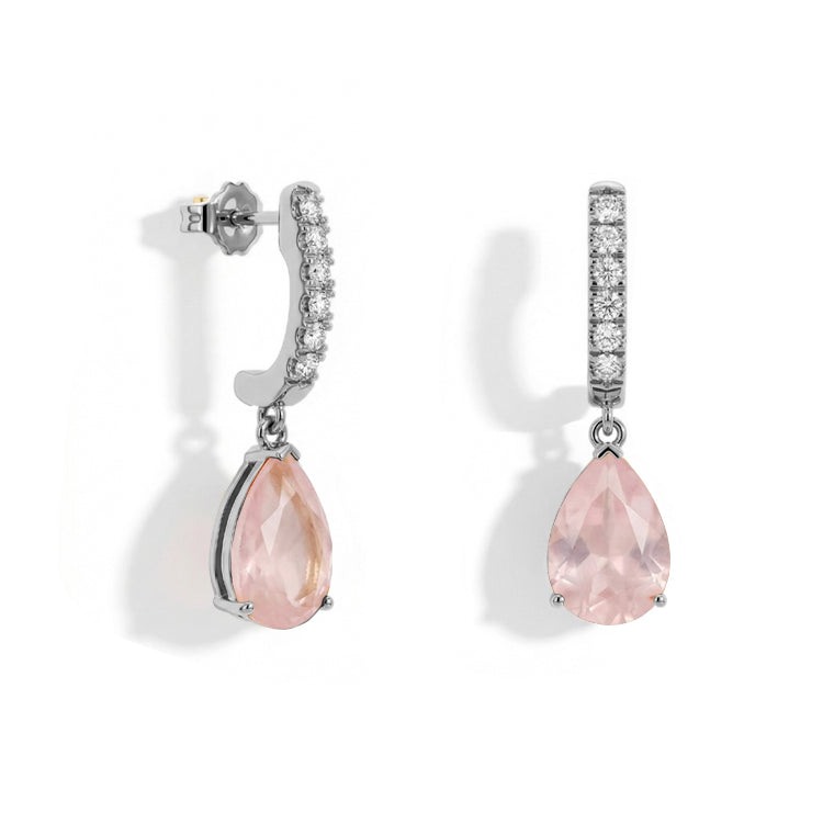 Rose Quartz Dorp Earrings - Teardrops